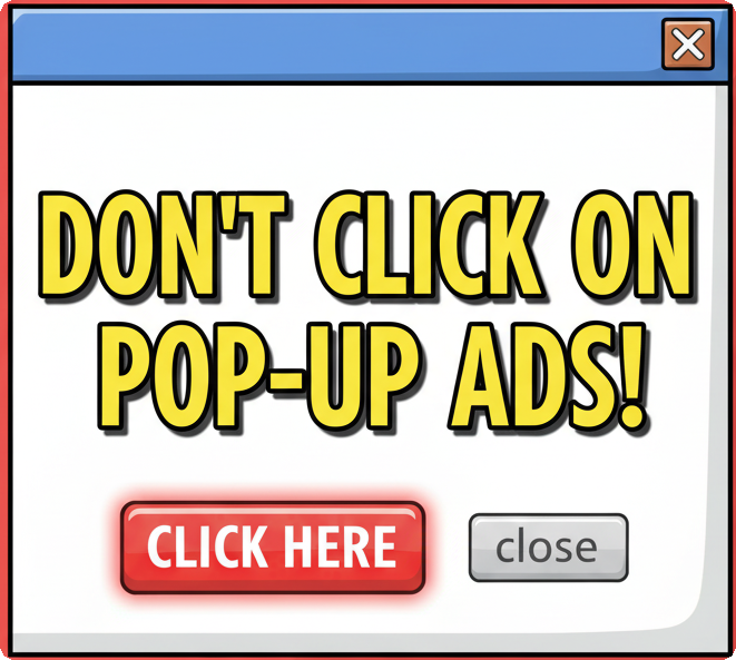 Pop up ad don't click